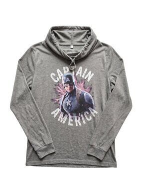 NWOT | Marvel Captain America Cowl Neck Long Sleeve Graphic Jersey Top | XXL